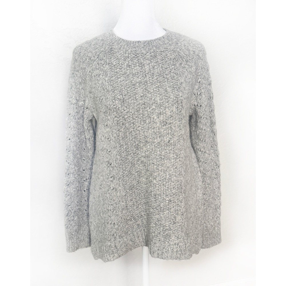 LOFT Women's Gray Marled Knit Crew Neck Long Sleeve Sweater Size S